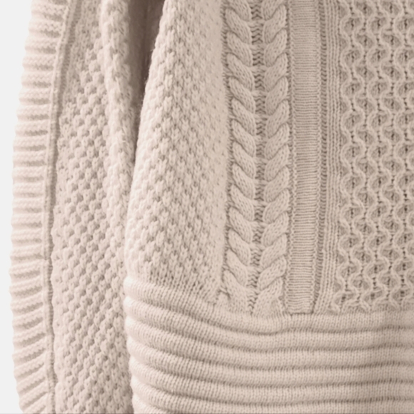 VERONICA BEARD Moto Chunky Cable Knit Fisherman Sweater Zip Wool Pull Over Biker - Picture 6 of 10